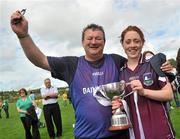 24 July 2010; Galway manager Con Moynihan and captain Sarah Lynch celebrate with the cup. Ladies Gaelic Football Minor A Championship All-Ireland Final, Donegal v Galway, Seán O'Heslin GAA Cub, Ballinamore, Co. Leitrim. Picture credit: Brian Lawless / SPORTSFILE