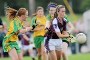 24 July 2010; Tessa Mullins, Galway, in action against Orlaith Furlong, left, and Emer Gallagher, Donegal. Ladies Gaelic Football Minor A Championship All-Ireland Final, Donegal v Galway, Seán O'Heslin GAA Cub, Ballinamore, Co. Leitrim. Picture credit: Brian Lawless / SPORTSFILE