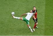 18 June 2016;  Shane Long of Republic of Ireland in action against Thomas Vermaelen of Belgium during the UEFA Euro 2016 Group E match between Belgium and Republic of Ireland at Nouveau Stade de Bordeaux in Bordeaux, France. Photo by Paul Mohan / Sportsfile.