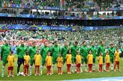 18 June 2016; The Republic of Ireland players with player escorts ahead of the UEFA Euro 2016 Group E match between Belgium and Republic of Ireland at Nouveau Stade de Bordeaux in Bordeaux, France. Photo by Stephen McCarthy / Sportsfile.