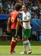 18 June 2016; Jeff Hendrick of Republic of Ireland and Axel Witsel of  Belgium in the UEFA Euro 2016 Group E match between Belgium and Republic of Ireland at Nouveau Stade de Bordeaux in   Bordeaux, France. Photo by David Maher/Sportsfile