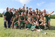 18 June 2016; The Hertfordshire players celebrate with the Wolfe Tone Cup after the Britain's Provincial Junior Shield Final match between Hertfordshire and Yorkshire at Frongoch in Gwynedd, Wales. Photo by Paul Currie/Sportsfile
