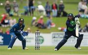 16 June 2016; John Anderson of Ireland scores one run off a delivery from Seekuge Prasanna of Sri Lanka during the One Day International match between Ireland and Sri Lanka at Malahide Cricket Ground in Malahide, Dublin. Photo by Seb Daly/Sportsfile