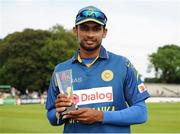 16 June 2016; Dasun Shanaka of Sri Lanka with the Player of the Series during the One Day International match between Ireland and Sri Lanka at Malahide Cricket Ground in Malahide, Dublin. Photo by Seb Daly/Sportsfile