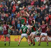 18 June 2016; Aidan O'Shea of Mayo in action against Paul Conroy of Galway during the Connacht GAA Football Senior Championship Semi-Final match between Mayo and Galway at Elverys MacHale Park in Castlebar, Co Mayo. Photo by Daire Brennan/Sportsfile