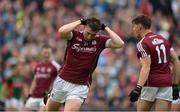 18 June 2016; Johnny Heaney of Galway reacts to missing a goal chance during the Connacht GAA Football Senior Championship Semi-Final match between Mayo and Galway at Elverys MacHale Park in Castlebar, Co Mayo. Photo by Daire Brennan/Sportsfile