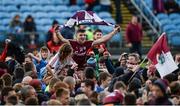18 June 2016; Damien Comer of Galway celebrates with supporters on the field after the Connacht GAA Football Senior Championship Semi-Final match between Mayo and Galway at Elverys MacHale Park in Castlebar, Co Mayo. Photo by Daire Brennan/Sportsfile