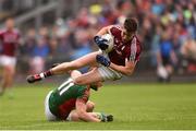 18 June 2016; Johnny Heaney of Galway is tackled by Aidan O’Shea of Mayo during the Connacht GAA Football Senior Championship Semi-Final match between Mayo and Galway at Elverys MacHale Park in Castlebar, Co Mayo. Photo by Ramsey Cardy/Sportsfile