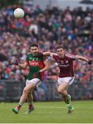 18 June 2016; Jason Doherty of Mayo in action against Eamonn Brannigan of Galway during the Connacht GAA Football Senior Championship Semi-Final match between Mayo and Galway at Elverys MacHale Park in Castlebar, Co Mayo. Photo by Ramsey Cardy/Sportsfile