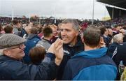 18 June 2016; Galway manager Kevin Walsh celebrates with supporters after the Connacht GAA Football Senior Championship Semi-Final match between Mayo and Galway at Elverys MacHale Park in Castlebar, Co Mayo. Photo by Daire Brennan/Sportsfile