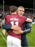18 June 2016; Galway manager Kevin Walsh celebrates with Shane Walsh after the Connacht GAA Football Senior Championship Semi-Final match between Mayo and Galway at Elverys MacHale Park in Castlebar, Co Mayo. Photo by Daire Brennan/Sportsfile