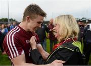 18 June 2016; David Wynne of Galway celebrates with his mother Sadie after the Connacht GAA Football Senior Championship Semi-Final match between Mayo and Galway at Elverys MacHale Park in Castlebar, Co Mayo. Photo by Daire Brennan/Sportsfile