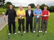 23 July 2010; Sean Reilly, Loughrea, Kerrill Craven,  second from left, Killimordaly Hurling Club, Tommy Kelly, centre, FBD Senior Area Manager, Paul Cooney, second from right, Killimordaly Hurling Club, and Greg Kennedy, Loughrea, during the FBD All-Ireland GAA Golf Challenge 2010 Connacht Final. Loughrea Golf Club, Graigue, Loughrea, Co. Galway. Picture credit: David Maher / SPORTSFILE
