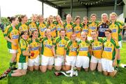 24 July 2010; The Leitrim squad celebrate victory. Ladies Gaelic Football Minor B Shield All-Ireland Final, Leitrim v Fermanagh, Templeport St Aidan's GAA Grounds, Bawnboy, Co. Cavan. Picture credit: Ray McManus / SPORTSFILE