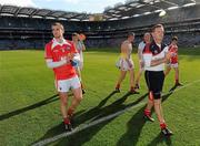 24 July 2010; Peter Fitzpatrick, right, Louth manager, with Louth captain Paddy Keenan at the end of the game. GAA Football All-Ireland Senior Championship Qualifier, Round 4, Dublin v Louth, Croke Park, Dublin. Picture credit: David Maher / SPORTSFILE