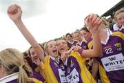 24 July 2010; Mairead Sheehan, left, and Sarah Roche, Wexford, celebrate after the final whistle. Ladies Gaelic Football Minor B All-Ireland Final, Wexford v Tipperary, Freshford GAA Grounds, Freshford, Co. Kilkenny. Picture credit: Ray Lohan / SPORTSFILE