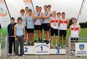 25 July 2010; Dundrum South Dublin, centre, winners of the Boy's U-19 4 x 100m final are, from left, Philip Smith, Joe Dowling, Mark Kavanagh and Henry Shiell. Woodie's DIY Juvenile Track and Field Championships. Tullamore Harriers Stadium, Tullamore, Co. Offaly. Picture credit: Barry Cregg / SPORTSFILE