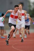 25 July 2010; Shane Fahy, Galway City Harriers, in action during the U-18 Boy's 4 x 400m Final at the Woodie's DIY Juvenile Track and Field Championships. Tullamore Harriers Stadium, Tullamore, Co. Offaly. Picture credit: Barry Cregg / SPORTSFILE