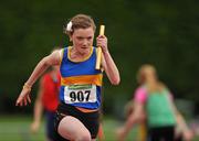 25 July 2010; Phoebe Murphy, Tipperary, in action in the U-13 Girl's 4 x 100m final, during the Woodie's DIY Juvenile Track and Field Championships. Tullamore Harriers Stadium, Tullamore, Co. Offaly. Picture credit: Barry Cregg / SPORTSFILE