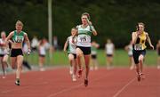 25 July 2010; Marie Heelan, Emerald AC, on her way to win the U-16 Girl's final ahead of Ciara Gilles Doran, left, Ferrybank, and Margret Caldbeck, Kilkenny City Harriers, during the Woodie's DIY Juvenile Track and Field Championships. Tullamore Harriers Stadium, Tullamore, Co. Offaly. Picture credit: Barry Cregg / SPORTSFILE