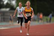 25 July 2010; Ciara Nalty, Leevale, in action during the U-14 Girl's 4 x 100m race, at the Woodie's DIY Juvenile Track and Field Championships. Tullamore Harriers Stadium, Tullamore, Co. Offaly. Picture credit: Barry Cregg / SPORTSFILE