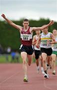 24 July 2010; Robert Yorke, Mullingar Harriers, wins the U-18 Boy's 1500m ahead of Stephen Attride, St. Abbans, at the Woodie's DIY Juvenile Track and Field Championships. Tullamore Harriers Stadium, Tullamore, Co. Offaly. Picture credit: Barry Cregg / SPORTSFILE