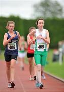 24 July 2010; Karen Burke, St. Coca's, right, ahead of Tara Lacey, St. Senans, during the U-14 Girls 2000m walk, at the Woodie's DIY Juvenile Track and Field Championships. Tullamore Harriers Stadium, Tullamore, Co. Offaly. Picture credit: Barry Cregg / SPORTSFILE