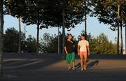 26 July 2010; Irish athletes Robert and Marian Heffernan relax near the team hotel ahead of this week's European Athletics Championships. 20th European Athletics Championships, Barcelona, Spain. Picture credit: Brendan Moran / SPORTSFILE