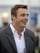 26 July 2010; Ireland rugby international Tommy Bowe enjoying the evening's races. Galway Racing Festival 2010, Ballybrit, Galway. Picture credit: Ray McManus / SPORTSFILE