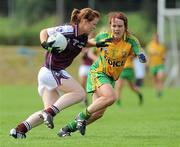 24 July 2010; Niamh Ryan, Galway, in action against Ciara Grant, Donegal. Ladies Gaelic Football Minor A Championship All-Ireland Final, Donegal v Galway, Seán O'Heslin GAA Cub, Ballinamore, Co. Leitrim. Picture credit: Brian Lawless / SPORTSFILE