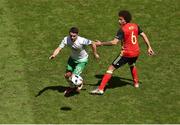 18 June 2016; Robbie Brady of the Republic of Ireland in action against Axel Witsel of Belgium during the UEFA Euro 2016 Group E match between Belgium and Republic of Ireland at Nouveau Stade de Bordeaux in Bordeaux, France. Photo by Paul Mohan/ Sportsfile.