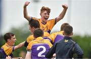 19 June 2016; Josh Shiel of Faythe Harriers, Wexford, celebrates with his team-mates after the John West Féile na nGael Dioision One Final between Glen Rovers, Cork, and Faythe Harriers, Wexford, at Leahy Park in Waller's-Lot, Co Tipperary. Photo by Matt Browne/Sportsfile