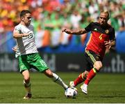 18 June 2016; Robbie Brady of Republic of Ireland and Radja Nainggolan of Belgium during the UEFA Euro 2016 Group E match between Belgium and Republic of Ireland at Nouveau Stade de Bordeaux in Bordeaux, France. Photo by Stephen McCarthy/Sportsfile