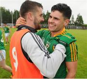 19 June 2016; Kevin Conlan, left, and Ciarán Gilheaney of Leitrim celebrate following their team's victory after the GAA Football All-Ireland Senior Championship Qualifier Round 1A match between Leitrim and Waterford at Páirc Seán Mac Diarmada in Carrick-on-Shannon, Co Leitrim. Photo by Seb Daly/Sportsfile