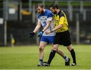 19 June 2016; Referee Noel Mooney, right, in conversation with Waterford's Thomas O’Gorman during the GAA Football All-Ireland Senior Championship Qualifier Round 1A match between Leitrim and Waterford at Páirc Seán Mac Diarmada in Carrick-on-Shannon, Co Leitrim. Photo by Seb Daly/Sportsfile
