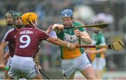 19 June 2016; Dermot Mooney of Offaly in action against Davey Glennon of Galway during the Leinster GAA Hurling Senior Championship Semi-Final match between Galway and Offaly at O'Moore Park in Portlaoise, Co Laois. Photo by Cody Glenn/Sportsfile