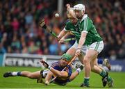 19 June 2016; James Barry of Tipperary in action against Cian Lynch and Paul Browne of Limerick during the Munster GAA Hurling Senior Championship Semi-Final match between Limerick and Tipperary at Semple Stadium in Thurles, Co Tipperary. Photo by Ray McManus/Sportsfile