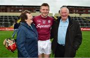 19 June 2016; Joe Canning of Galway with his parents Josephine and Sean Canning after the match between Galway and Offaly at O'Moore Park in Portlaoise, Co Laois. Photo by Cody Glenn/Sportsfile