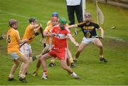 19 June 2016; Ruairí Convery of Derry in action against Antrim's, from left, Eoghan Campbell, Tony McCloskey, Simon McCrory, John Dillon and Eoin Gillan of Antrim during the Ulster GAA Hurling Senior Championship Semi-Final match between Derry and Antrim at the Athletic Grounds in Armagh. Photo by Piaras Ó Mídheach/Sportsfile