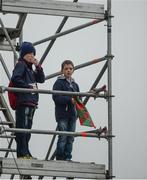 18 June 2016; Two young supporters watch the game from the tv scaffolding during the Connacht GAA Football Senior Championship Semi-Final match between Mayo and Galway at Elverys MacHale Park in Castlebar, Co Mayo. Photo by Daire Brennan/Sportsfile