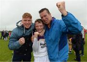 19 June 2016; Josh Walsh, Faythe Harriers, Wexford, celebrates with his uncle Willie Murphy and brother Dean after the John West Féile na nGael Diovision One Final Glen Rovers, Cork, v Faythe Harriers, Wexford, at Leahy Park in Waller's-Lot, Co Tipperary. Photo by Matt Browne/Sportsfile