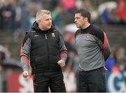 18 June 2016; Mayo manager Stephen Rochford, left, with selector Seán Carey before the Connacht GAA Football Senior Championship Semi-Final match between Mayo and Galway at Elverys MacHale Park in Castlebar, Co Mayo. Photo by Daire Brennan/Sportsfile