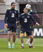 20 June 2016; John O'Shea and Robbie Brady of Republic of Ireland during squad training at Versailles in Paris, France. Photo by David Maher/Sportsfile