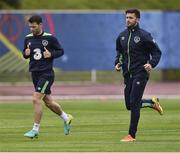 20 June 2016; Wes Hoolahan and Shane Long of Republic of Ireland during squad training at Versailles in Paris, France. Photo by David Maher/Sportsfile