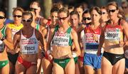 28 July 2010; Ireland's Olive Loughnane at the front of the race before pulling out after 5km during the Women's 20k Walk Final. 20th European Athletics Championships Montjuïc Olympic Stadium, Barcelona, Spain. Picture credit: Brendan Moran / SPORTSFILE