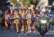 28 July 2010; Ireland's Olive Loughnane leads at the front of the race before pulling out after 5km during the Women's 20k Walk Final. 20th European Athletics Championships Montjuïc Olympic Stadium, Barcelona, Spain. Picture credit: Brendan Moran / SPORTSFILE