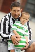 28 July 2010; Juventus supporter Francesco Macri, with his 4-year-old son Rocco, who supports Shamrock Rovers, both from Tallaght, outside Tallaght stadium, Tallaght, Dublin. Picture credit: David Maher / SPORTSFILE