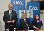 28 July 2010; At the launch and draw for 2010 M Donnelly Poc Fada na hÉireann are, from left, Donie Nealon, Coiste of An Poc Fada, Páraic Duffy, Ard Stiúrthóir, and Sinead O'Connor, Ard Stiurthoir of Cumann Camogaiochta na nGael. Croke Park, Dublin. Picture credit: Brian Lawless / SPORTSFILE