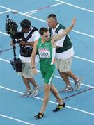 28 July 2010; Ireland's David Gillick reacts after crossing the line to win his semi-final of the Men's 400m in a time of 44.79 sec and qualify for the final. 20th European Athletics Championships Montjuïc Olympic Stadium, Barcelona, Spain. Picture credit: Brendan Moran / SPORTSFILE