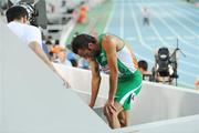 28 July 2010; Ireland's Thomas Chamney stops in the TV flash area for a breather after his semi-final of the Men's 1500m where he finished in 9th place in a time of 3:43.60 and failed to make the final. 20th European Athletics Championships Montjuïc Olympic Stadium, Barcelona, Spain. Picture credit: Brendan Moran / SPORTSFILE